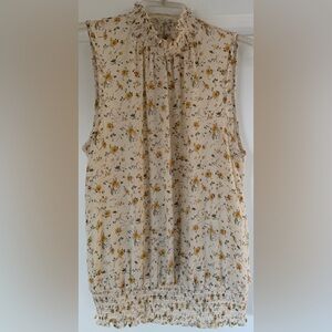 Sienna Sky Floral Sleeveless Blouse - Cream and Yellow (size medium)